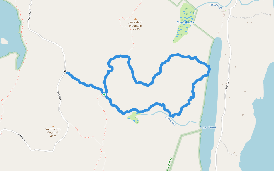 Long Pond Trail walking route map in Isle au Haut