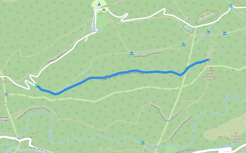 Senda del Collado de los Siete Hermanos walking route map in El Berro