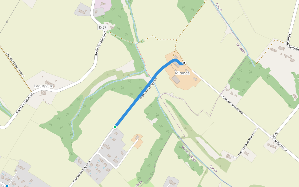 Chemin du Pugeron walking route map in Lavalette