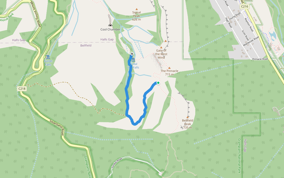 Wonderland Forest Loop walking route map in Bellfield