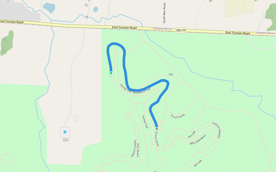 Boulevard Trail walking route map in Buckner