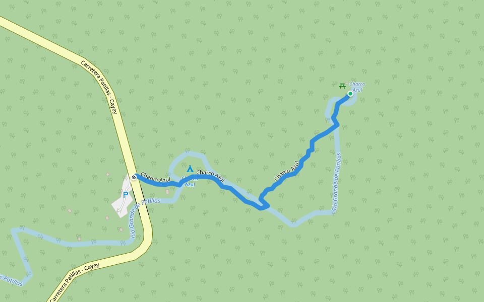 Charco Azul walking route map in Patillas