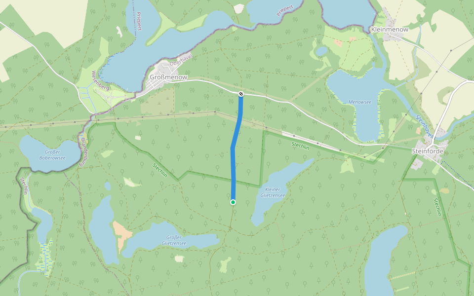 Zwei Schneisen walking route map in Fürstenberg/Havel