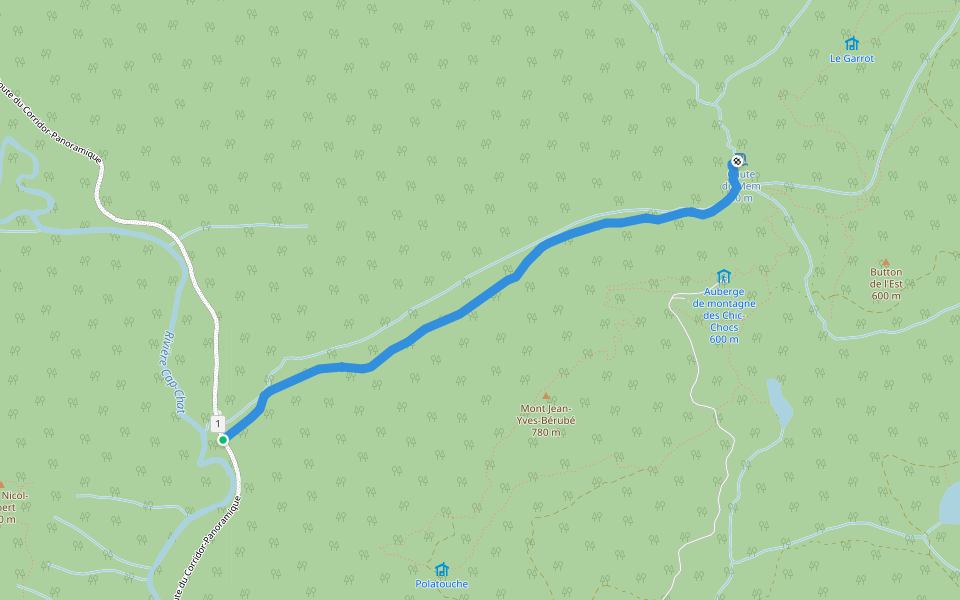 Sentier de la chute Hélène walking route map in Les Méchins