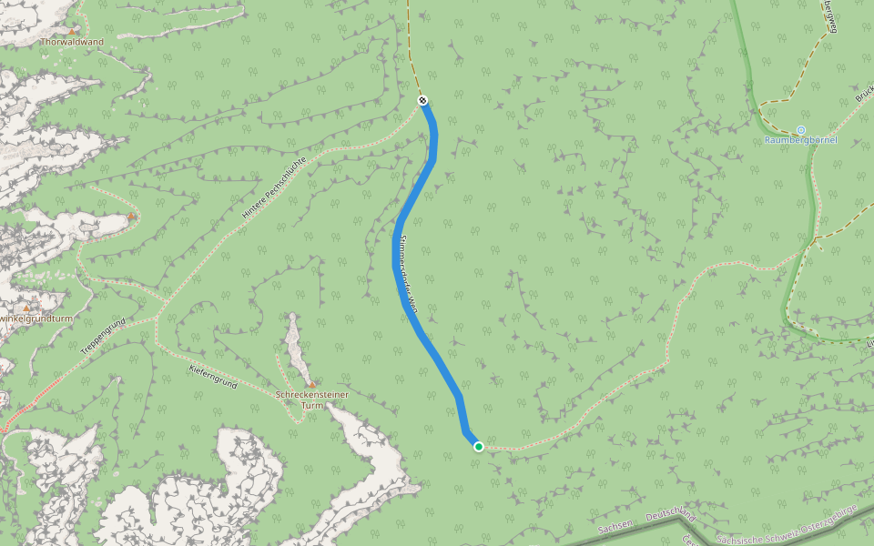 Stimmersdorfer Weg walking route map in Sebnitz