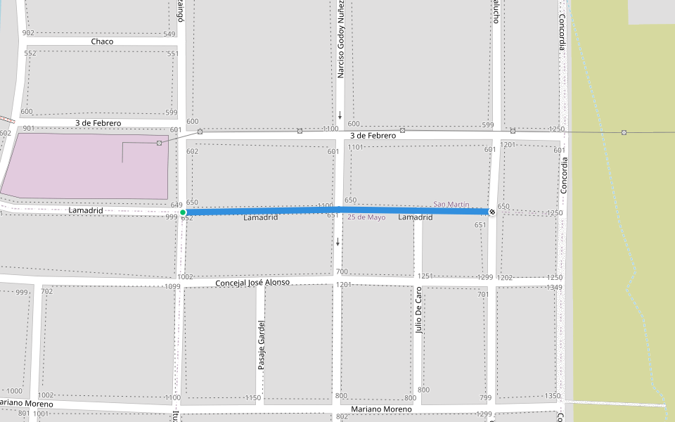 Lamadrid walking route map in Alta Gracia