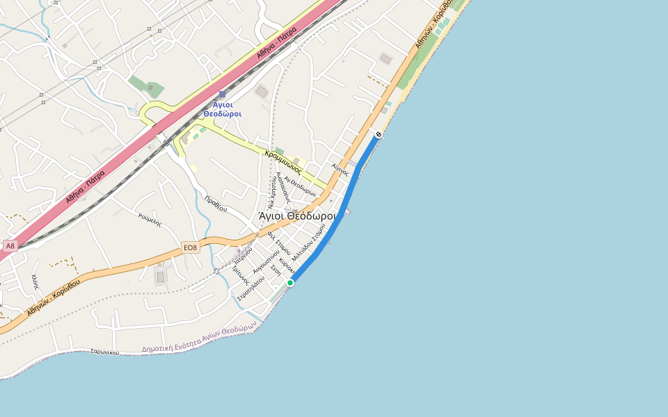 Σαρωνικού walking route map in Agii Theodori