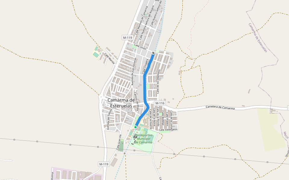 Calle de las Avutardas walking route map in Camarma de Esteruelas