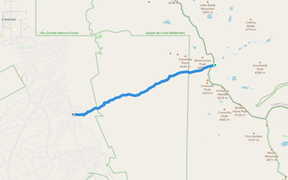 Spanish Creek Trail walking route map in Silver Cliff