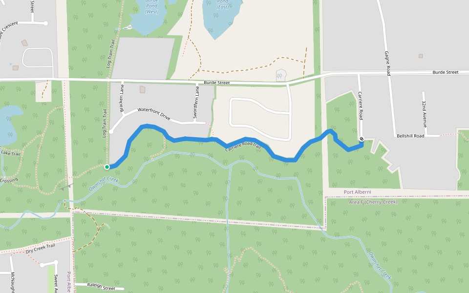 Carriere Road trail walking route map in Port Alberni