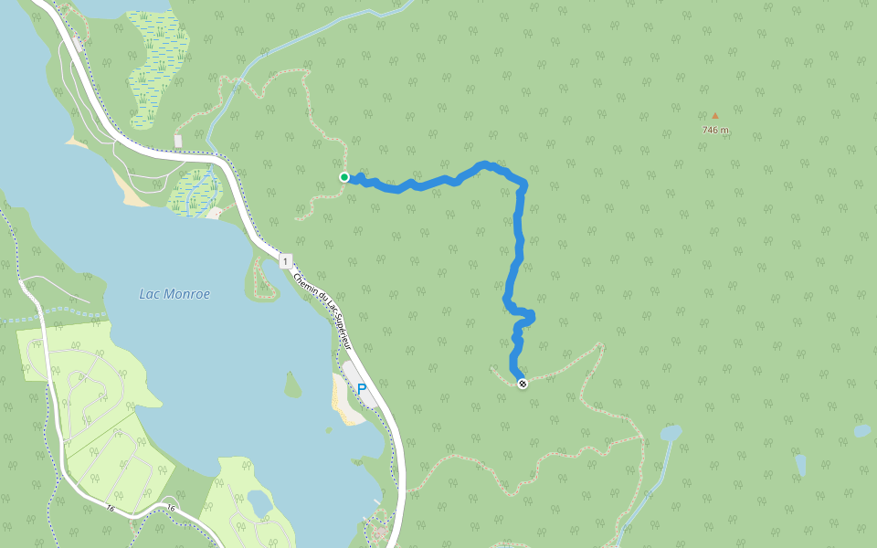 La Coulée walking route map in Lac-Supérieur