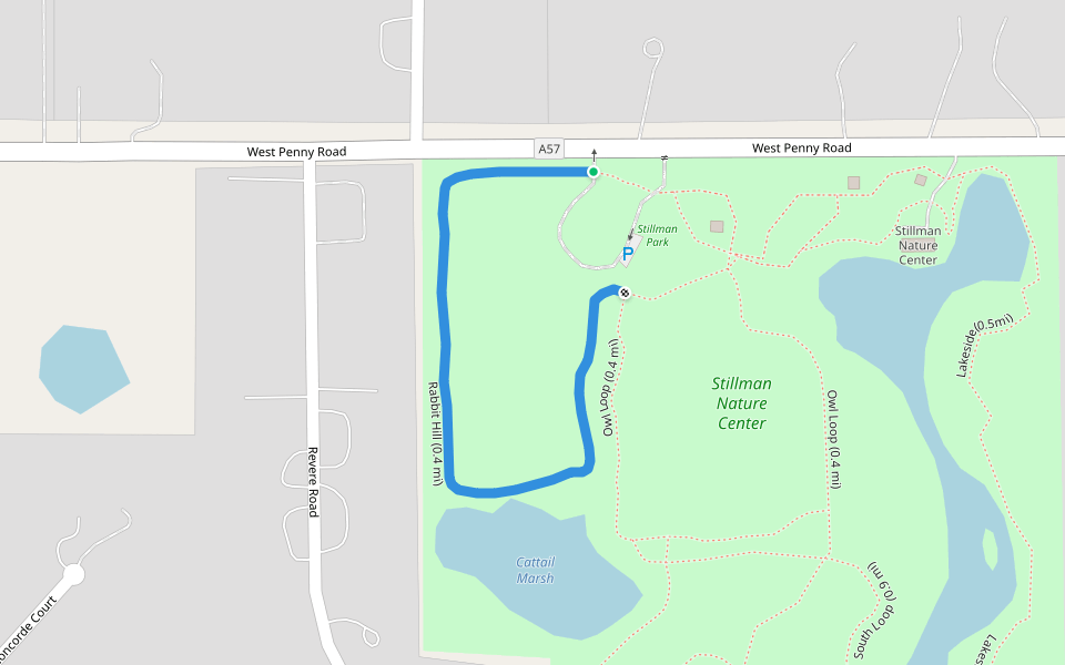 Rabbit Hill (0.4 mi) walking route map in South Barrington