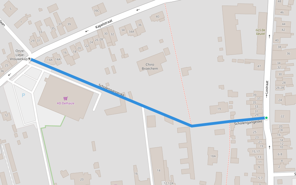 Scholengangeske walking route map in Ranst