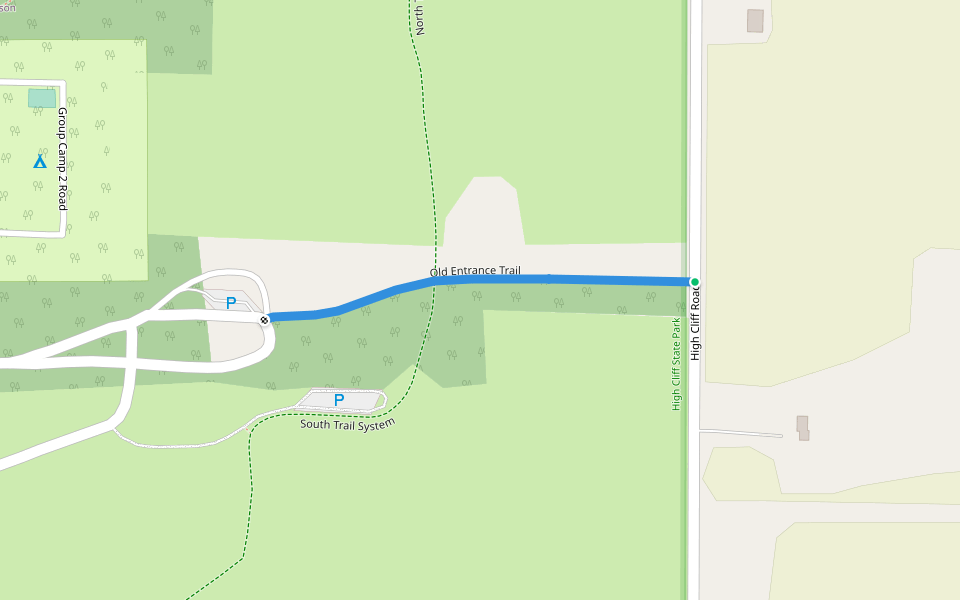 Old Entrance Trail walking route map in Menasha