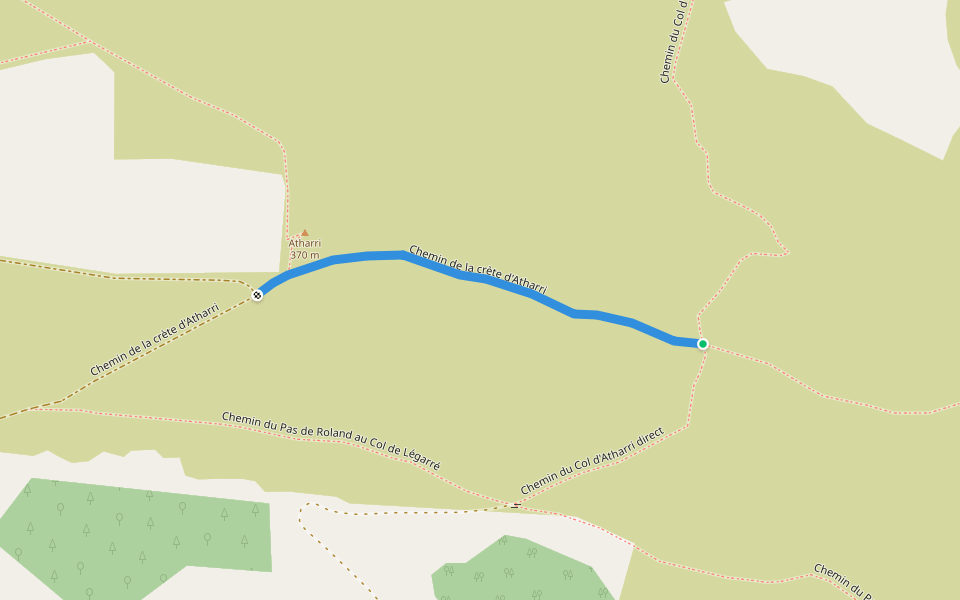 Chemin de la crète d'Atharri walking route map in Itxassou