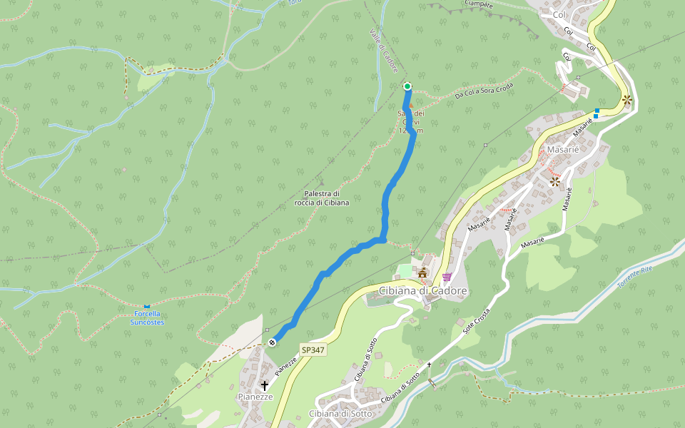 Sentiero panoramico "Sora croda" walking route map in Masarié