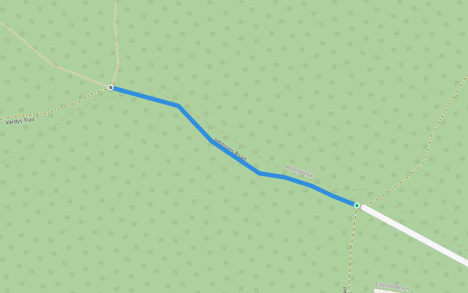 Johnsons Road walking route map in Emerald Beach