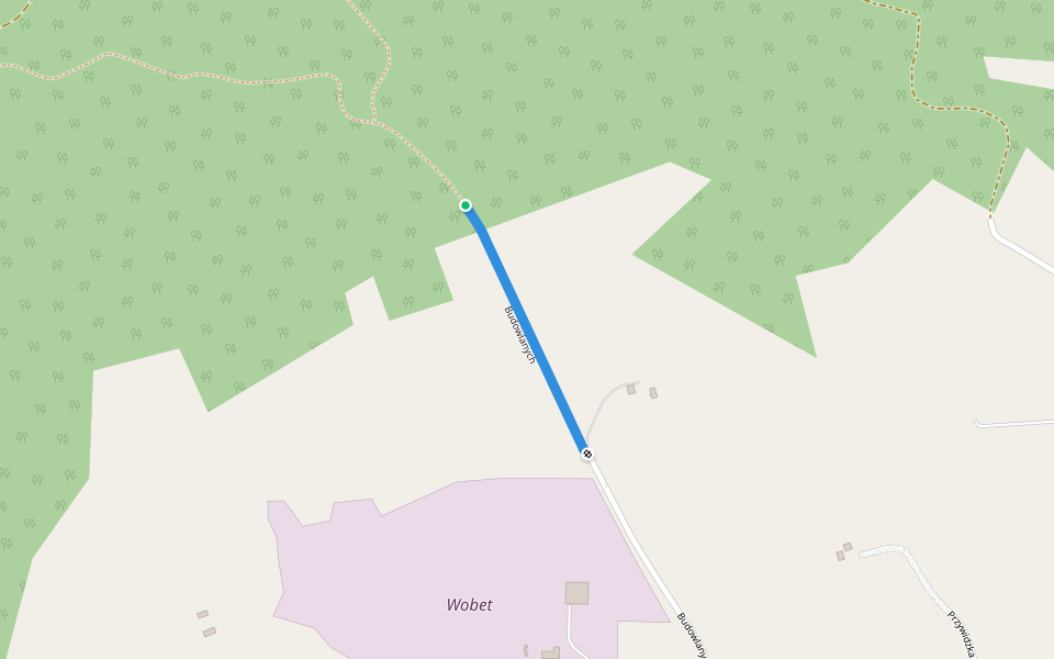 Budowlanych walking route map in Miłowo