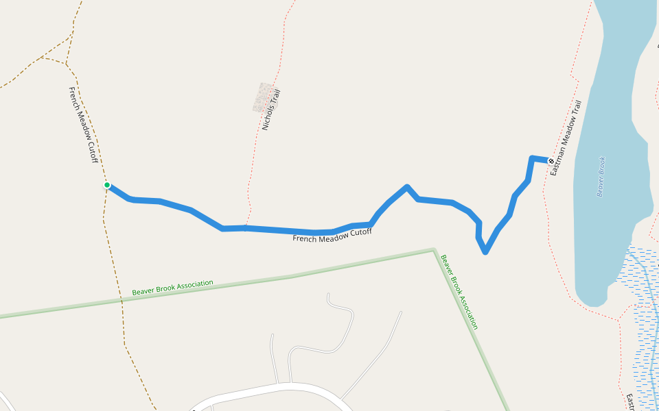 French Meadow Cutoff walking route map in Hollis