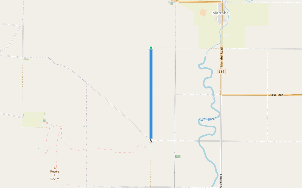 Pfitzners Road walking route map in Marrabel