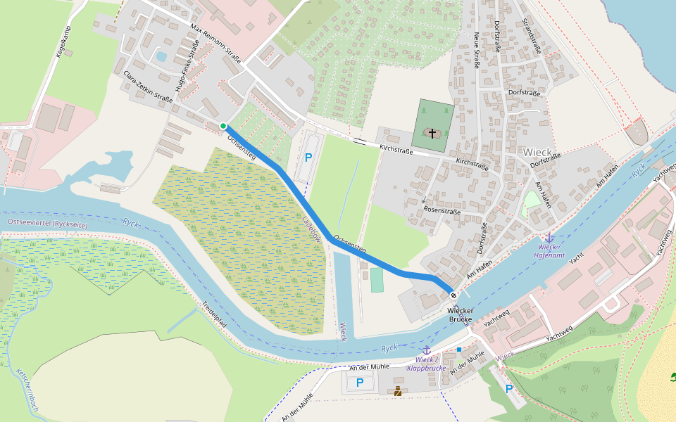 Ochsensteg walking route map in Greifswald