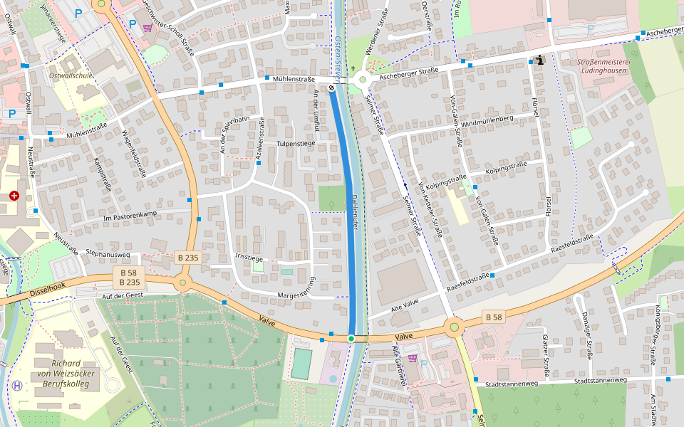 Dahlienufer walking route map in Lüdinghausen