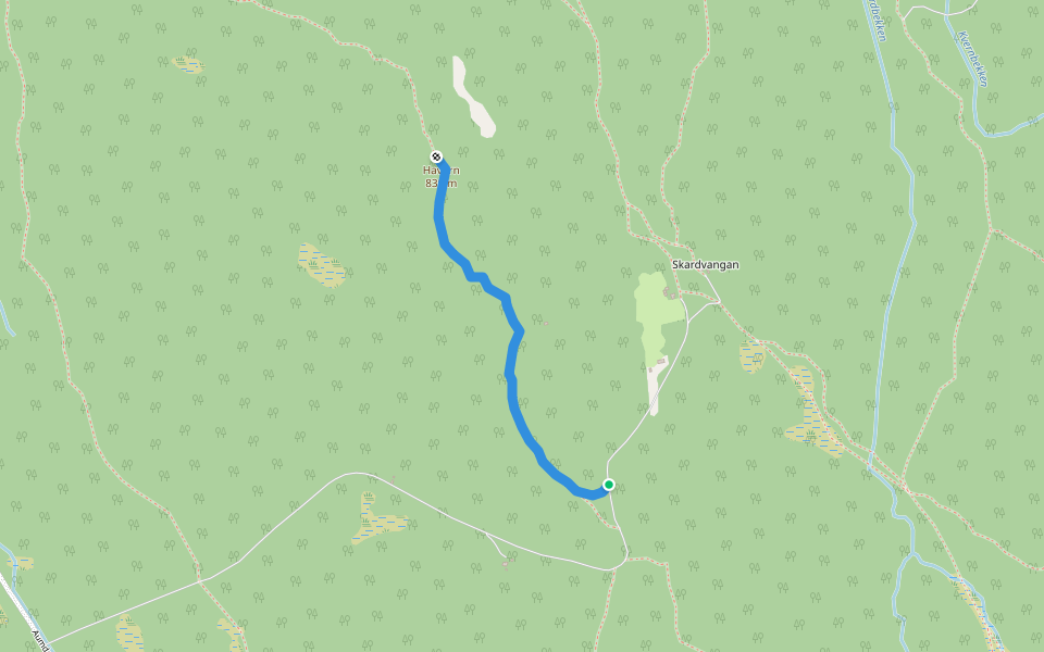 Havern walking route map in Tynset