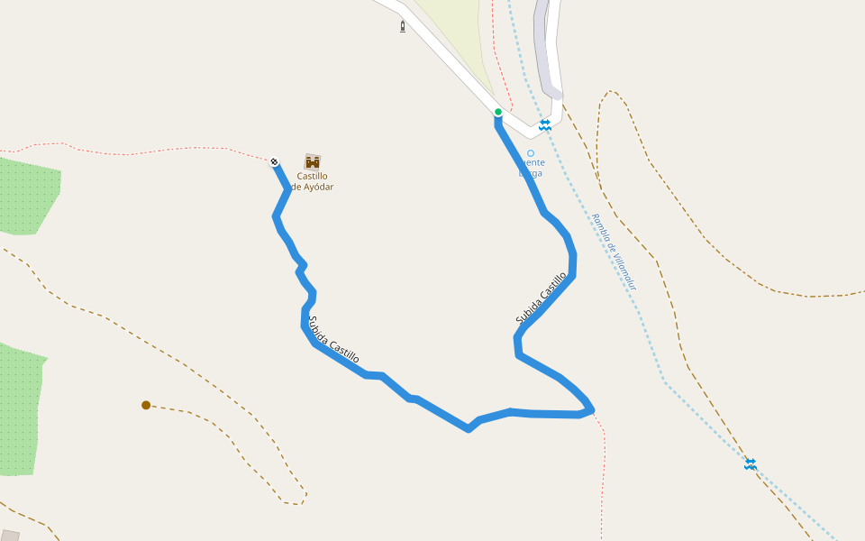 Subida Castillo walking route map in Aiòder