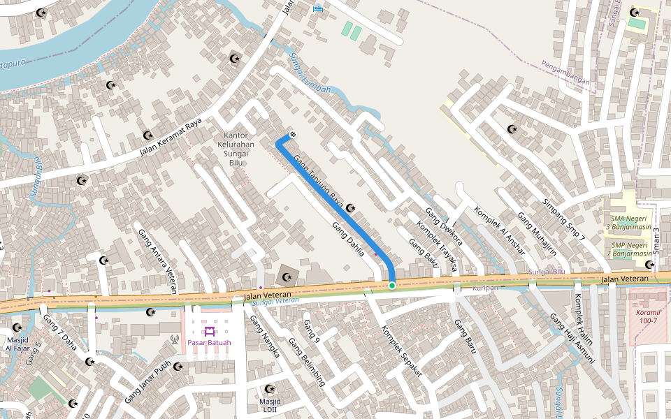 Gang Tanjung Raya walking route map in Banjarmasin