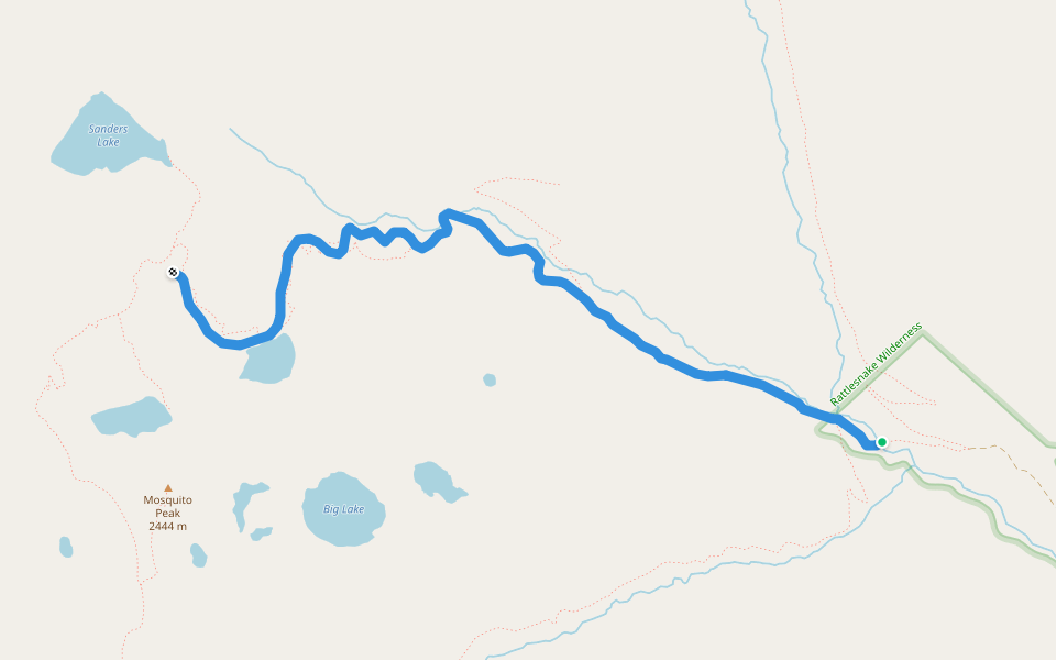 Wrangle Creek Trail walking route map in Arlee