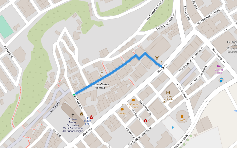 Via La Porta walking route map in Porto Empedocle