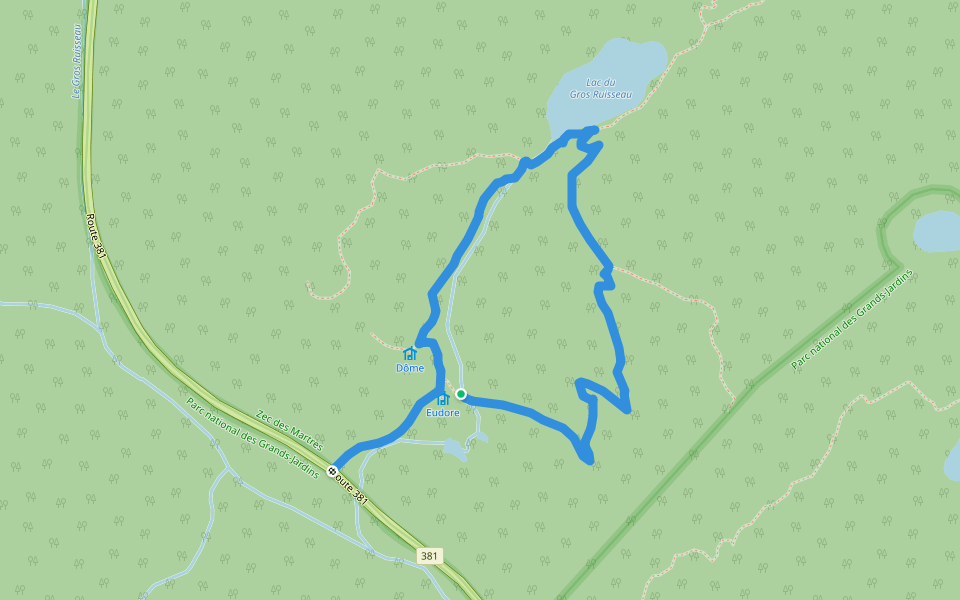 Sentier du Dôme walking route map in Saint-Urbain