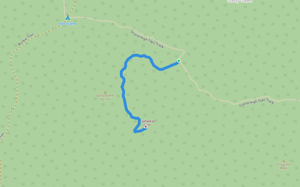 Cathedral Arch Track walking route map in Warrumbungle