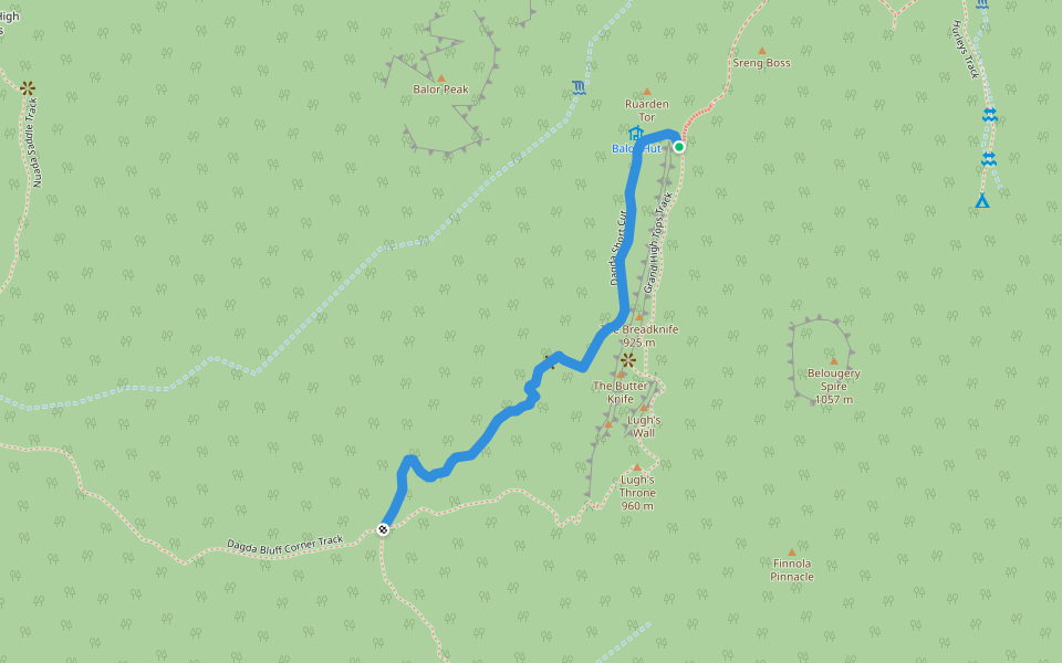 Dagda Short Cut walking route map in Warrumbungle