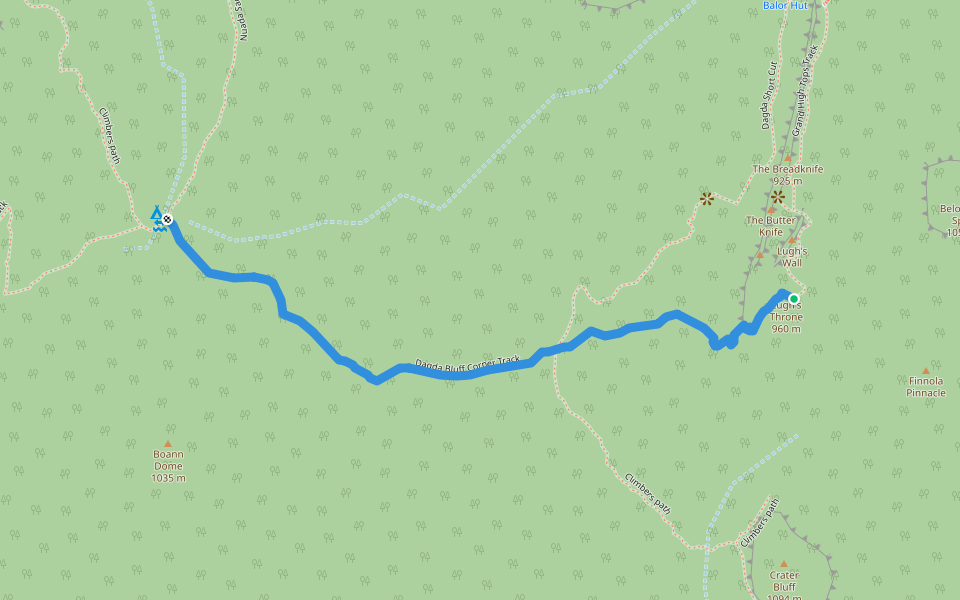 Dagda Bluff Corner Track walking route map in Warrumbungle