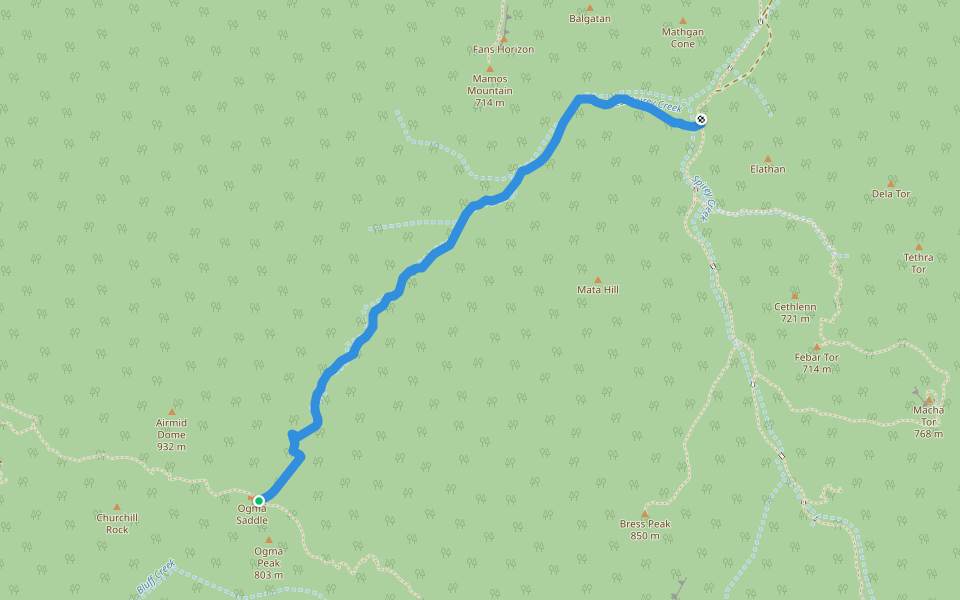 West Spirey Creek Track walking route map in Warrumbungle