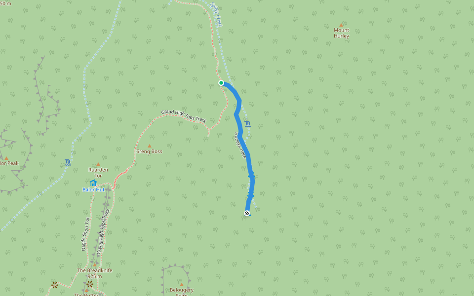 Hurleys Track walking route map in Warrumbungle