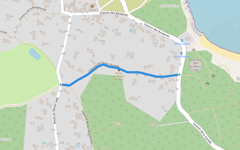 Chemin du Chiron Bureau walking route map in L'Île-d'Yeu