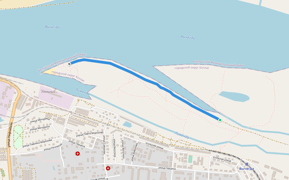 улица Дамба walking route map in Kotlas