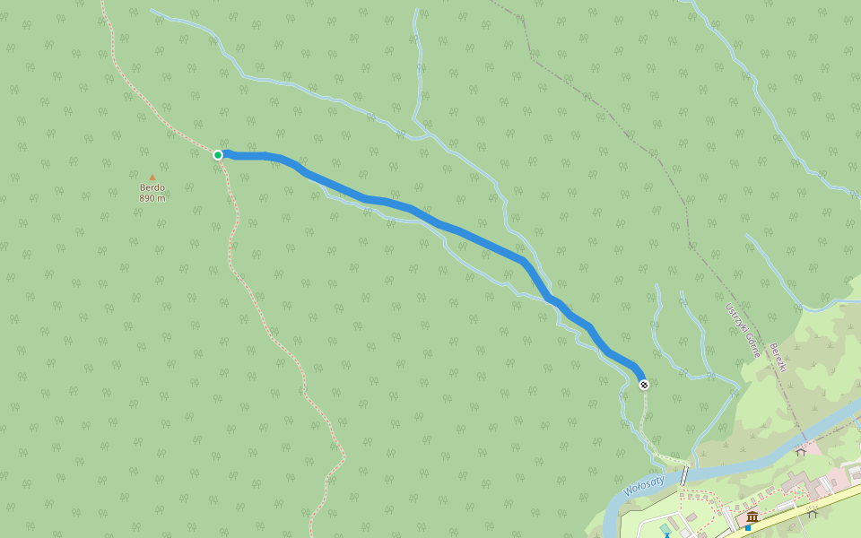 Stary przebieg szlaku czerwonego walking route map in Ustrzyki Górne