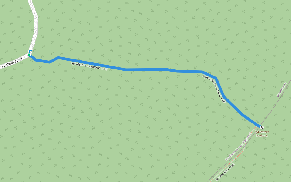 Sylvesters Lookout Trail walking route map in Goomburra