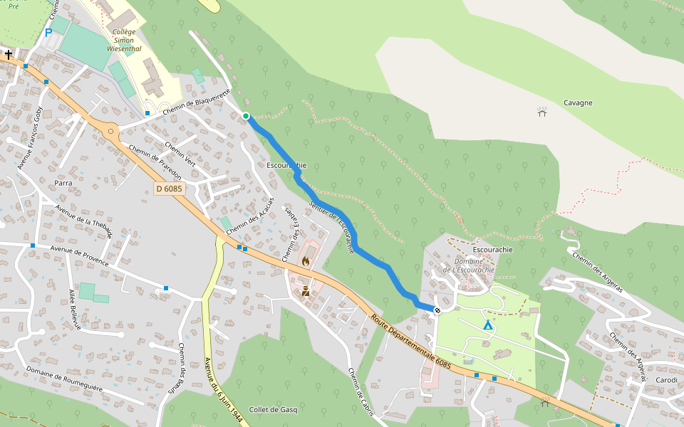 Sentier de l'Escourachie walking route map in Saint-Vallier-de-Thiey