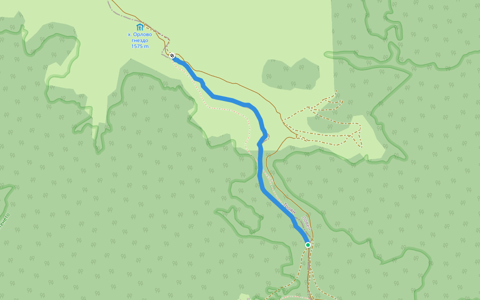 х. Буката - х. Орлово Гнездо walking route map in Balkanets