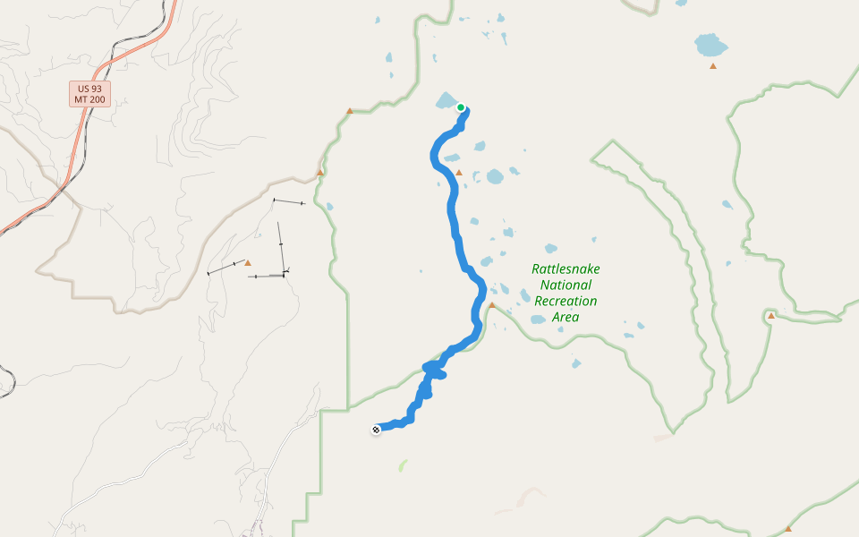 Stuart Peak Trail walking route map in Arlee