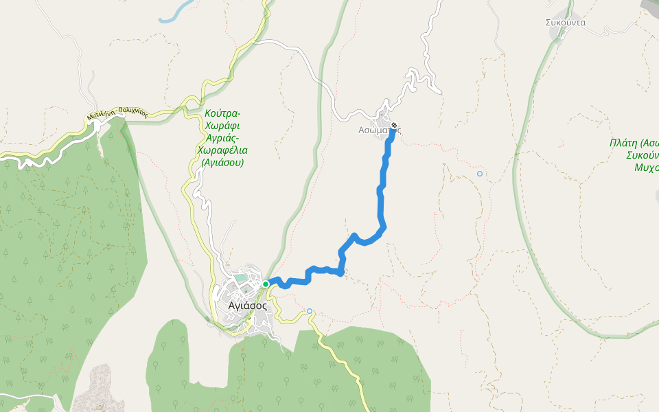 διαδρομή Αγιάσος - Ασώματος walking route map in Agiasos