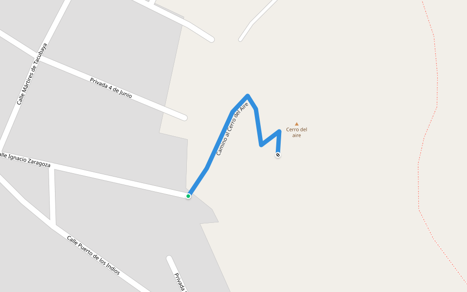 Camino al Cerro del Aire walking route map in Ciudad Tula