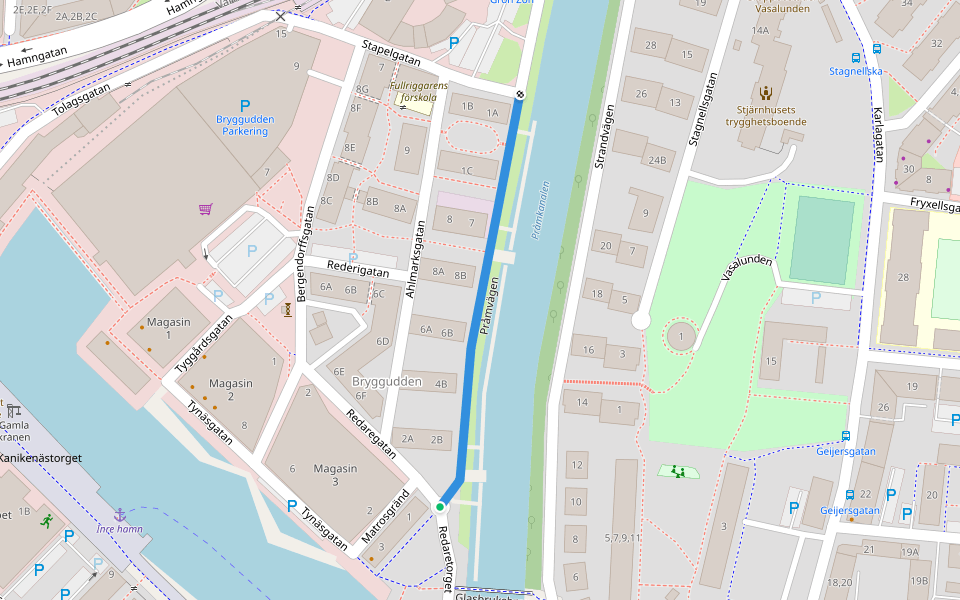 Pråmvägen walking route map in Karlstad