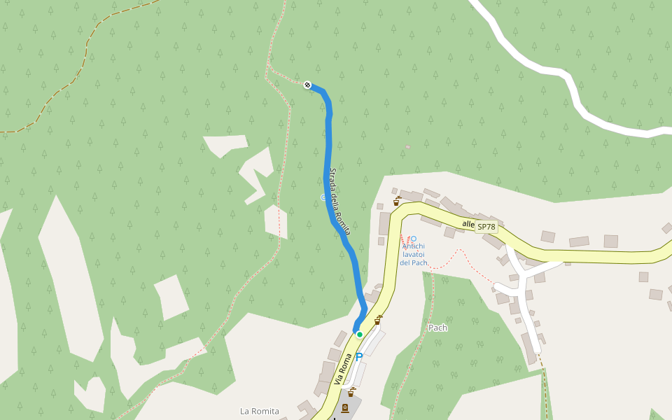 Strada della Romita walking route map in Rotzo