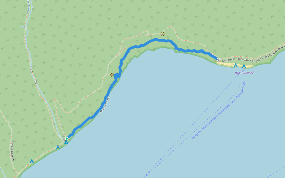 опасная тропа walking route map in Listvyanka