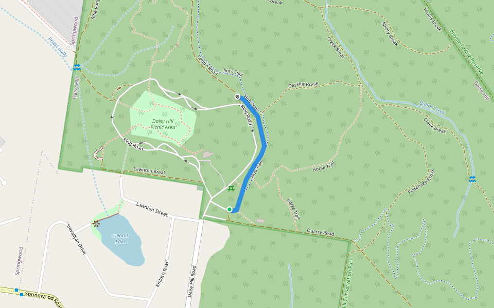 Hub Trail walking route map in Daisy Hill